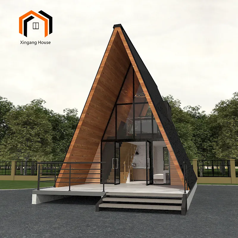 Luxe Gable Dak Geprefabriceerde Huis Snelle Bouwen Lichte Stalen Villa