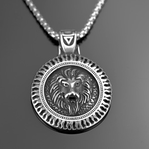 Yunnique-collar con colgante de cabeza de león para hombre, de acero inoxidable, con temática de animales, regalo, joyería - Product Image 3