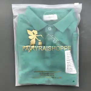 Costume próprio logotipo impresso roupas de vestuário camisa roupas t embalagem com zíper saco de embalagens de plástico fosco