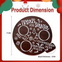 Plateau rond en bois de haute qualité de 11 pouces pour biscuits de Noël, friandises, collations de rennes, planche de service pour la décoration de la maison pendant les fêtes
