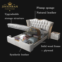 Luxuriöses Design-Stauraumbett aus Leder, Modernes 1,8 m Doppelbett, Gepolsterte Schlafzimmermöbel in King/Queen-Size