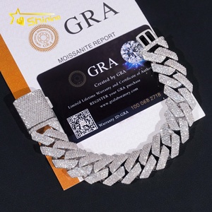 Lusso personalizzato ghiacciato Hip Hop Moissanite diamante Miami grande catena 20MM di larghezza argento 925 con maglia cubana braccialetto a catena <span class=keywords><strong>Gor</strong></span> Men - Product Image 1