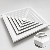 Diffuseur d'air carré en aluminium à 4 voies pour plafond, grille d'alimentation CVC avec registre pour climatisation