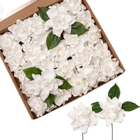 Fleur artificielle de gardénia en mousse PE de haute qualité, couleur crème ivoire, faite à la main, luxueuse, toucher naturel, pour la Saint-Valentin