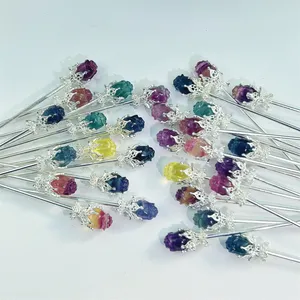Wholesale Natural High Quality Crystal Hand Carving Beautiful Girlfriend Wife Gift Fluorite Hairpin For Decoration