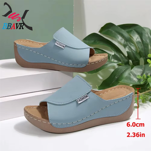 Sandalias de cuña ligeras de charol con boca de pez para mujer, transpirables, para verano, playa, primavera y otoño al aire libre - Product Image 6