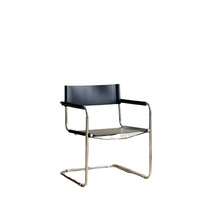 Fauteuil d'appoint en cuir pleine fleur style Mid-Century Modern avec structure métallique, chaise de bureau décontractée pour salon ou salle de lecture