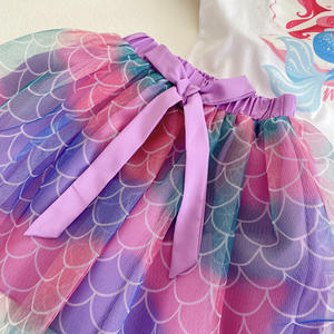 2022 Summer New <b>Girls</b> Sweet Mermaid Short <b>Skirt</b> Short Sleeve Children's Wholesale <b>Girls</b> Clothing Sets - Product Image 2