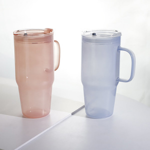 Gobelet en verre borosilicate sans PFAS avec poignée, couvercle et paille, grande tasse réutilisable pour café glacé, résistante à la chaleur, compatible voiture - Product Image 4