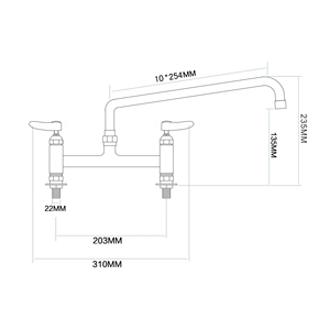 Robinet de cuisine professionnel en laiton chromé, double poignée, débit fluide, bec pivotant, facile à nettoyer - Product Image 2
