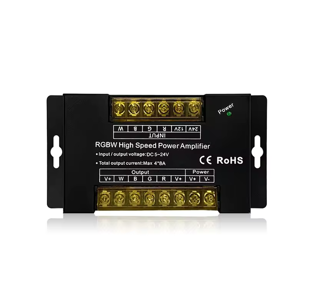 LED RGBCCT Amplifier DC12-24V 5*10A 5CH DMX Controlled Metal RGB+CCT Signal Repeater Color Temperature Strip Light Power
