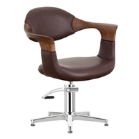 Fauteuil de salon inclinable en cuir marron chocolat, durable, pour le coiffage et la beauté des femmes, réglable pour une utilisation en salon de beauté