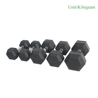 Ensemble d'haltères hexagonales en caoutchouc pour la musculation à domicile et en salle, kg lb