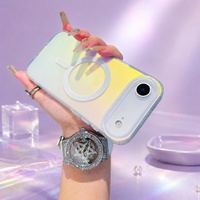 Coque de téléphone magnétique irisée en PC pour iPhone personnalisée