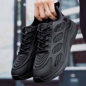 Sneakers Chunky Dad pour Hommes, Toutes Noires, Respirantes, en Maille, à Lacets, Plateforme, Chaussures de Course, Antidérapantes, Chaussures de Sport Casual - Product Image 2