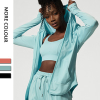 Vente en gros de sweats à capuche personnalisés pour femmes manteau de sport à manches longues à fermeture éclair respirante à séchage rapide vestes de yoga pour femmes