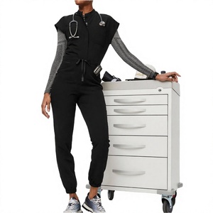 Tenues médicales unisexes personnalisables, pantalon de jogging, uniforme d'hôpital, ensembles de blouses en denim et spandex/polyester, tendance - Product Image 2