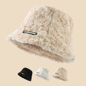 Chapeau d'hiver en peluche pour femmes, couleur unie, fausse fourrure, casquette de pêcheur, chapeaux d'hiver de créateur - Product Image 1