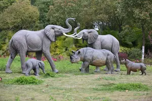 새로운 디자인 정원 장식 동물 조각 수제 현실적인 유리 섬유 코뿔소 동상