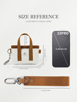 Tas Pouch Mini Portabel untuk Pergelangan Tangan, Tas Kanvas Nano Multi-Kantong untuk Sehari-hari, Dompet Koin, Tempat Kartu untuk Wanita