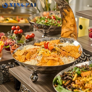 XINGPAI Catering Equipment Buffet Stainless Steel Plate Food Fruit <strong>Dishes</strong> Hammered Silver Fruit Display <strong>Stand</strong> - Product Image 1