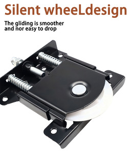 スライドドアローラーホイールトラックワードローブハードウェアシステム鉄 + プラスチック48mm直径ブラック/オレンジ - Product Image 2