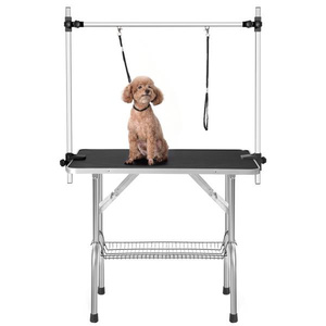 Mesa de peluquería canina de 36 pulgadas, de acero inoxidable, ajustable, resistente, portátil, con brazo, lazo, bandeja de malla para perros - Product Image 1