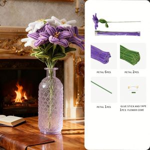Kit de flores de lirio multicolor con limpiapipas, tallo individual, todo el material incluido, tallos de chenilla a granel para decoración del hogar o regalo - Product Image 3