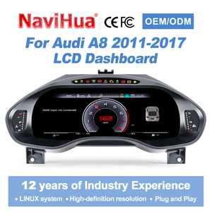 Navihua - Tableau de bord numérique pour voiture - Cockpit virtuel - CarPlay - Écran LCD - Mise à niveau du tableau de bord pour Audi A8 2011-2017 - Compteur de vitesse numérique Linux - Product Image 1
