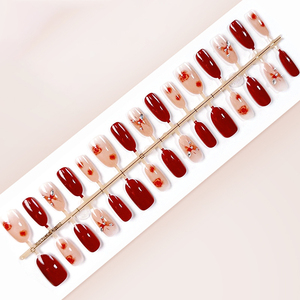 <span class=keywords><strong>Uñas</strong></span> artificiales de <span class=keywords><strong>flores</strong></span> de mariposa roja de alta calidad, juego de 30 piezas, almendra ABS con diamantes de imitación, prensa <span class=keywords><strong>en</strong></span> las <span class=keywords><strong>uñas</strong></span> - Product Image 3