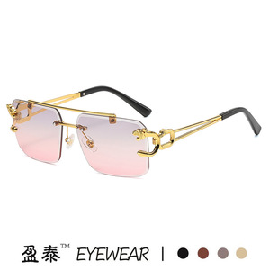 Yingtai Eyewear Cheetah <b>Frame</b> <b>Square</b> Sunglasses <b>Gold</b> Metal UV400 Women Fashion - Product Image 5