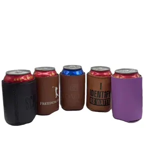 PU Neoprene thăng hoa có thể coozies trống Slim bia có thể tay áo đen Mập Có thể mát hơn