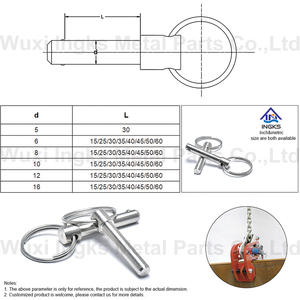 Goupille à dégagement rapide en acier inoxydable 304, goupille à bille à dégagement rapide, différentes tailles 1/4\", 5/16\", 3/8\", 7/16\", 1/2\", 5/8\" de diamètre, zingué - Product Image 5