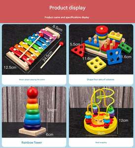 COMMIKI Jouet <span class=keywords><strong>en</strong></span> <span class=keywords><strong>Bois</strong></span> d'Éveil pour Bébés, Labyrinthe de Perles, <span class=keywords><strong>Xylophone</strong></span> et Horloge – Ensemble Éducatif Musical et Cognitif pour Tout-Petits - Product Image 4