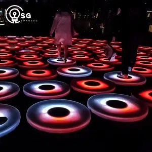 SG Outdoor Waterproof IP67 Round Floor Tile Round RGB Led Brick Light Outdoor Floor Tile Lighting