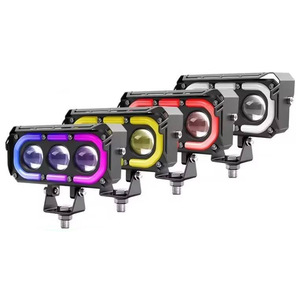 ไฟสปอร์ตไลท์มอเตอร์ไซค์ 3 ดวง RGB สีขาวเหลือง สองสี วัสดุอลูมิเนียมอัลลอยด์ พร้อมเลนส์โปรเจคเตอร์ด้านหน้า สำหรับการติดตั้งเพิ่มเติมและอัปเกรด - Product Image 2