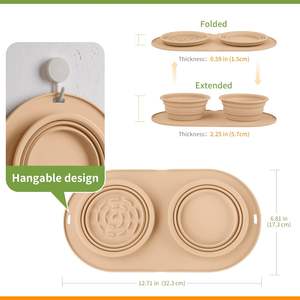 Katlanabilir 2 <span class=keywords><strong>In</strong></span> 1 çevre dostu 500ml evcil köpekler silikon katlanır seyahat su yiyecek kasesi fincan çanak - Product Image 6