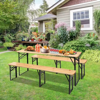 Ensemble table et banc pliants en bois pour pique-nique extérieur, fête dans la cour, dîner, brasserie, événement