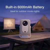Projecteur LED intelligent portable, batterie 6000 mAh, Android 14, BT5.0, WiFi6 double bande, mise au point électrique, 200 lumens, utilisation domestique et extérieure