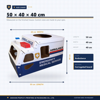 Maison pour chat en carton en forme de voiture de secours avec ouverture de toit et barre lumineuse, idéale pour chats d'intérieur - Vente en gros, directement de l'usine