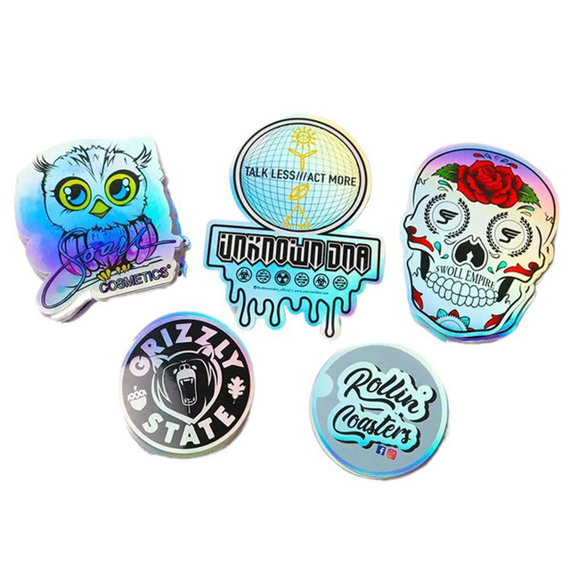 China Factory Customized Logo Vinyl Stickers & Decals Holographic 100 Pcs for Computer Camera Mobile Phone Earphone