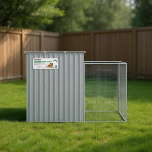 Cuccia per Cani in Acciaio Zincato 84.3x99.6x71.3 Pollici con Recinto Esterno per Razze Grandi, Resistente Alloggio per Animali Domestici - Product Image 2