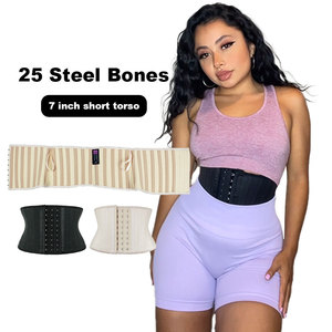 ATBUTY Corset Vintage Noir Amincissant, Gaine Colombienne Effet Sablier, 25 Baleines en Acier, Torse Court, Latex Lisse, Entraîneur de Taille - Product Image 1