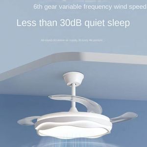 Ventilador de techo LED de estilo nórdico moderno, aspas retráctiles, control remoto de ahorro de energía de CA silencioso inteligente para baños domésticos - Product Image 4