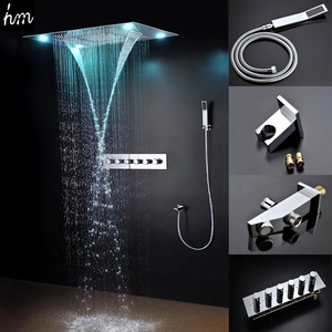 Moderne LED Plafonnier Encastré <span class=keywords><strong>Cascade</strong></span> Pluie Douche Thermostatique de Douche À Haut Débit Inverseur Mélangeur 5 Fonctions - Product Image 2