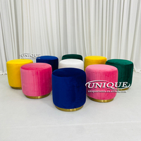 Pouf moderne de luxe pour l'intérieur de la maison et de l'hôtel avec siège rembourré en velours et tabouret de rangement à base de métal pour la chambre à coucher