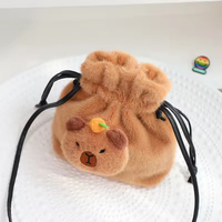 Sac d'école en peluche Capybara doux et chaud Sac à cordon en peluche Kapibara Capybara Sac à bandoulière de rangement à la mode