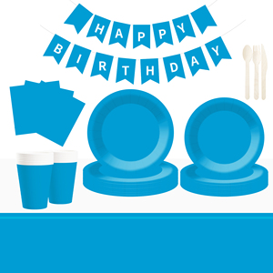 DAMAI Solid Color Party Supplies Blue Paper <b>Dinnerware</b> <b>Set</b> 7 Inch Plate 9 Inch Plate Disposable Paper Plates Paper Cups Napkins - Product Image 1