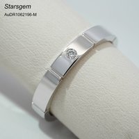 Starsgem 10 Ayar Beyaz Altın Yüzük Yuvarlak Brilyant Kesim Laboratuvar Elması Alyans Som Beyaz Altın Erkek Yüzüğü