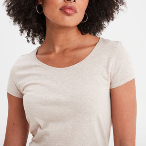 Haut décontracté à manches courtes en coton, coupe classique, en tissu tricoté respirant, séchage rapide, motif uni, anti-plis, pour femme - Product Image 4